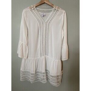 Lori M women's Swim Beach Cover Up Dress White Size M NWT